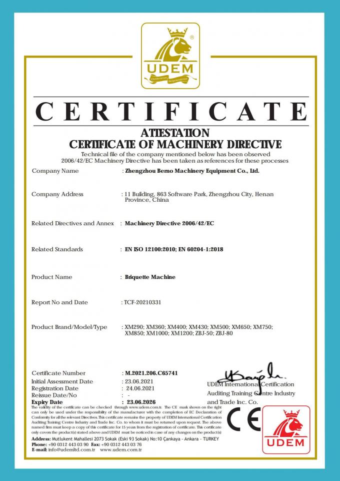 Zhengzhou Berno Machinery Euqipment Co., Ltd Control de Calidad