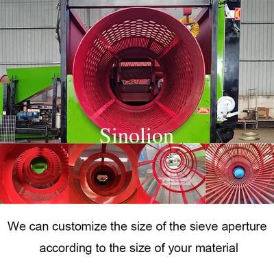 Zhengzhou Sinolion Mobile Trommel Rotating Twin Double Screens Drum Sieving Machine para la fabricación de residuos y residuos