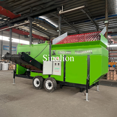 La selección de compost y piedras se ha hecho más fácil con el 2600 KG Mobile Topsoil Trommel Screen