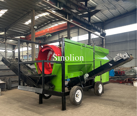 Zhengzhou Sinolion Mobile Rotary Screen Drum Compost Topsoil Screener Trommel Screen Esquena móvil giratoria con tambor