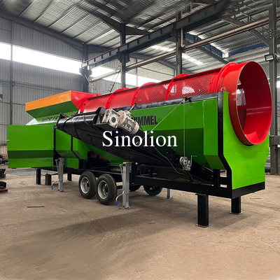 Trommel de pantalla rotativa móvil para la detección de compost con diseño circular y acero al carbono