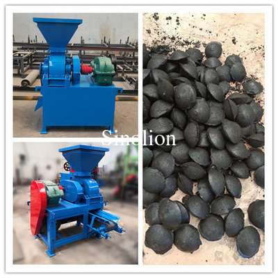 Máquina de briquetas de carbón de carbón de rodillos gemelos con forma de bola ovalada