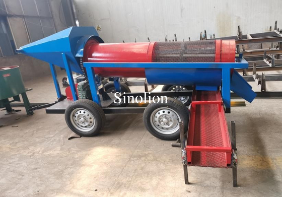 Modelo más pequeño de 5 a 10 toneladas de mineral de oro Procesamiento de oro Lavadora de oro Trommel Screen Machine